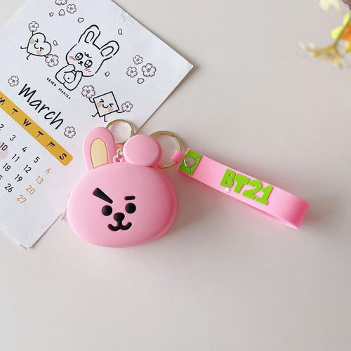 Bulletproof Youth League Coin Purse BT21 Wallet Silicone Creative Coin Purse Student Loose Paper Bag Key Chain Coin Purse
