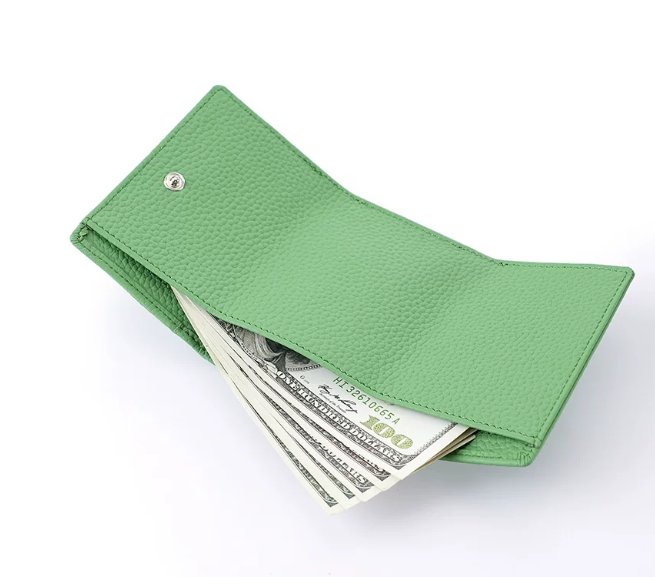Genuine Leather Small Wallet RFID Coin Purse Money Clip