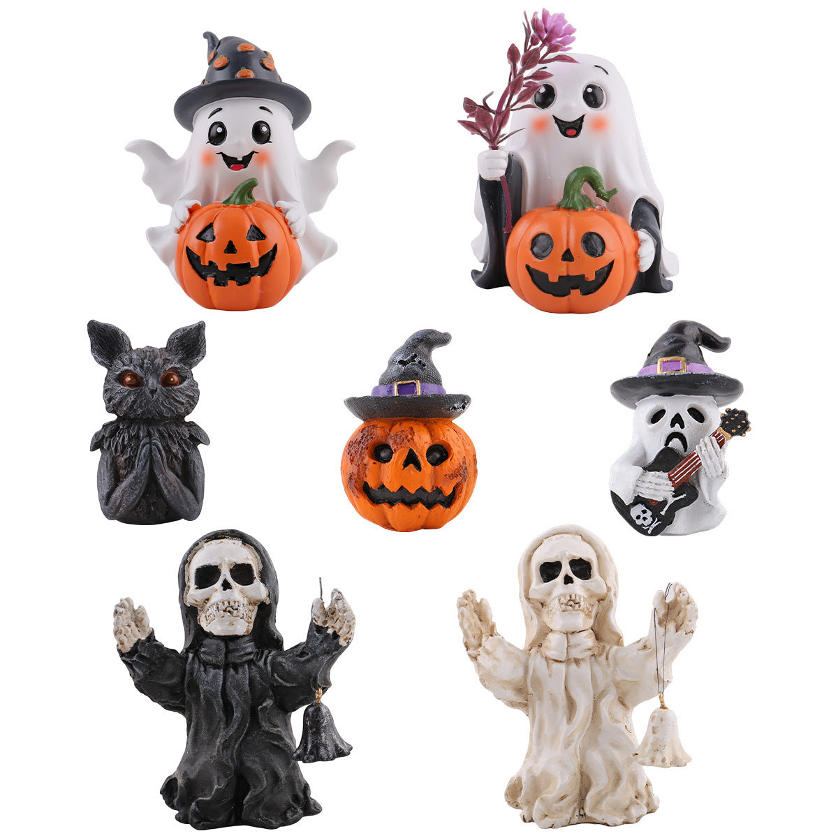 Halloween Resin Decoration Ghost Pumpkin Skull Black Cat Vintage Desk Halloween Atmosphere Decor Craft