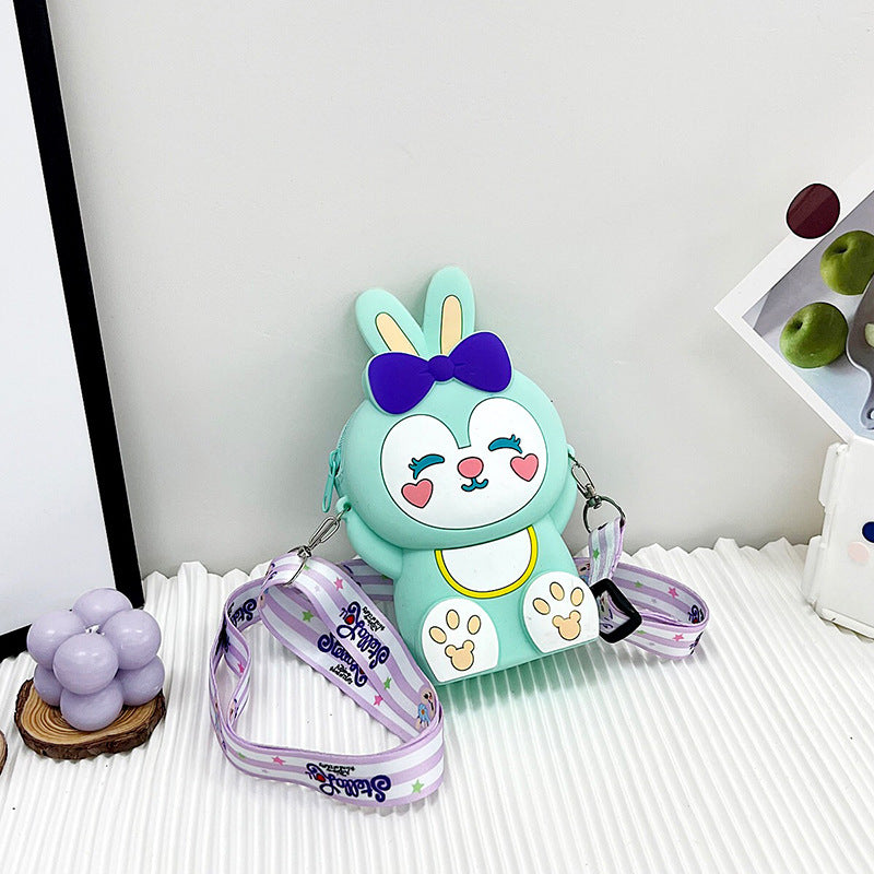 Children's Bag New Trendy Silicone Cartoon Rabbit Small Bag Girl One-Shoulder Messenger Bag Princess Coin Purse