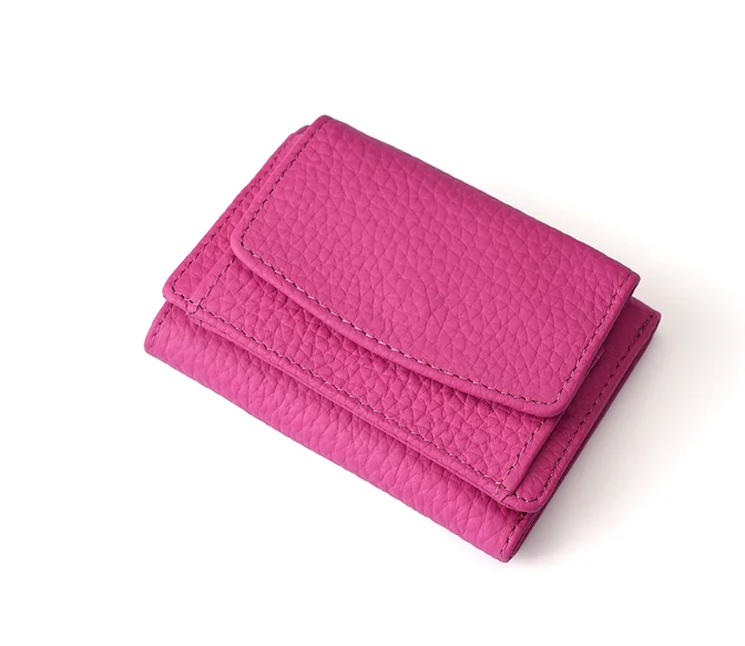 Genuine Leather Small Wallet RFID Coin Purse Money Clip