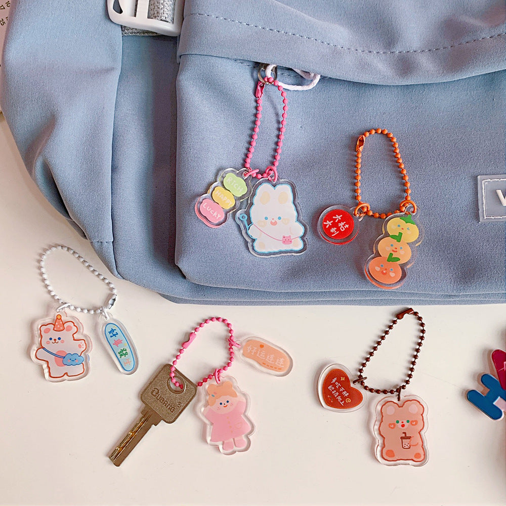 Girl Heart Transparent Acrylic Pendant Ins Fashion Three-Dimensional Bag Decoration Accessories Student Cute Key Chain