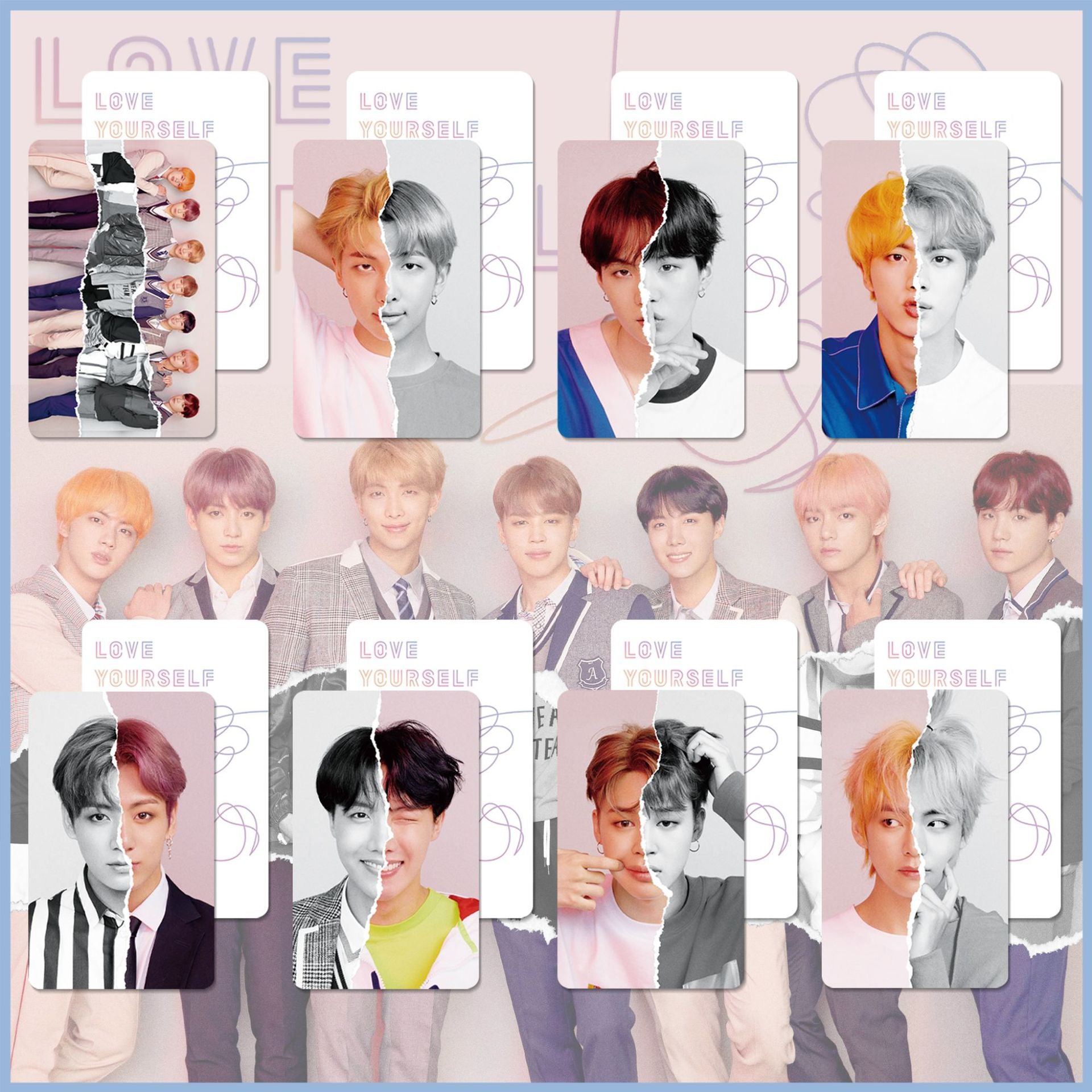 Bulletproof Youth League Plastic Card Hard Card Love Yourself Knot Answer Surrounding PVC Card Set Of 8