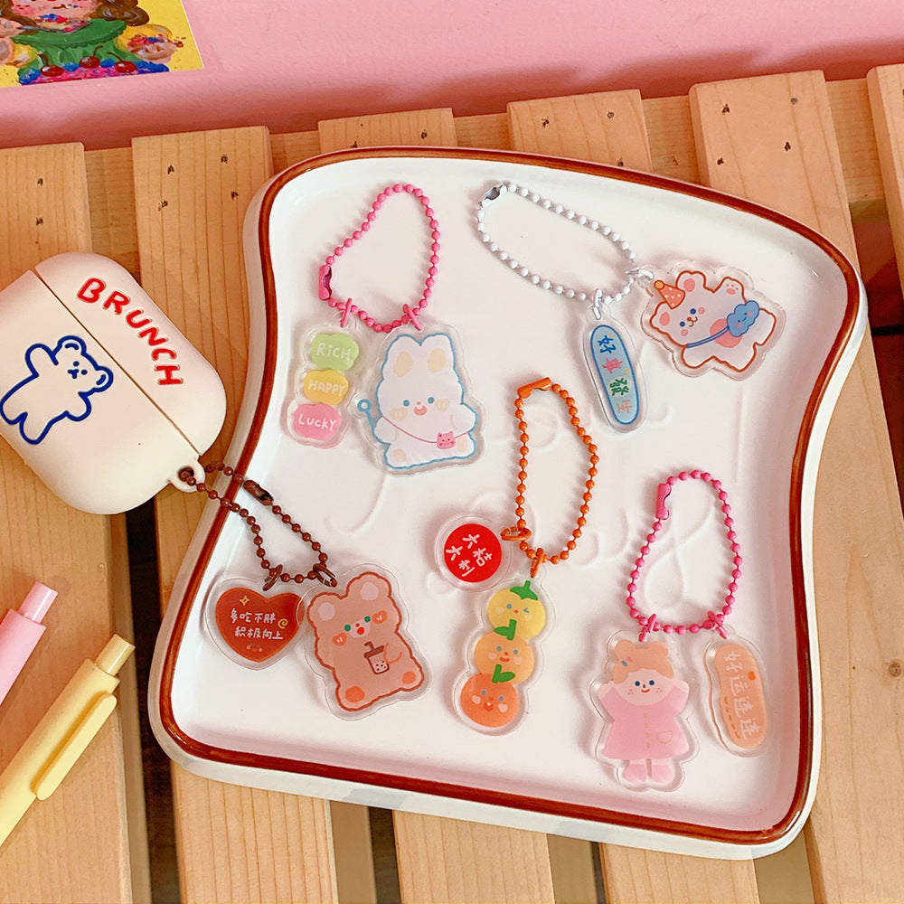 Girl Heart Transparent Acrylic Pendant Ins Fashion Three-Dimensional Bag Decoration Accessories Student Cute Key Chain