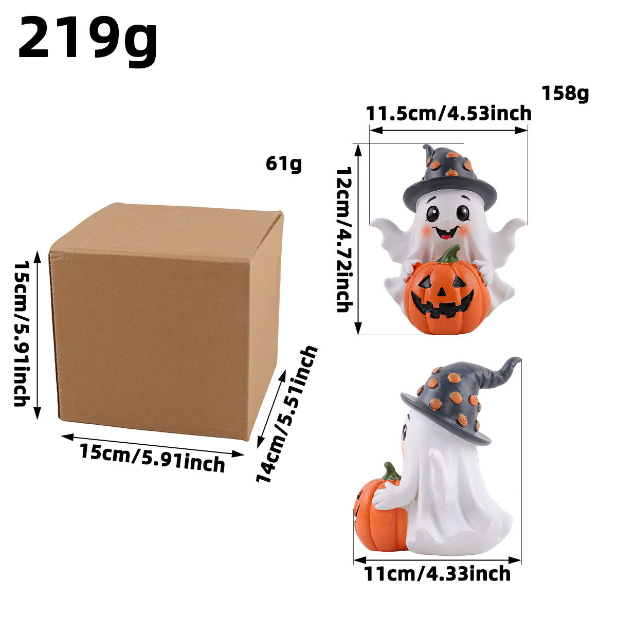 Halloween Resin Decoration Ghost Pumpkin Skull Black Cat Vintage Desk Halloween Atmosphere Decor Craft