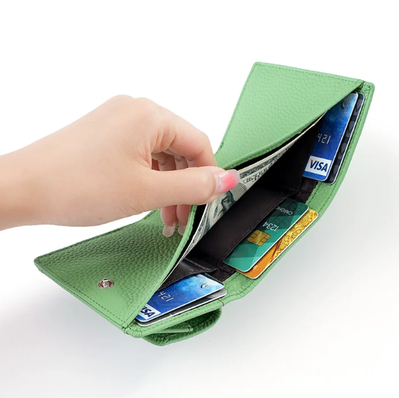 Genuine Leather Small Wallet RFID Coin Purse Money Clip