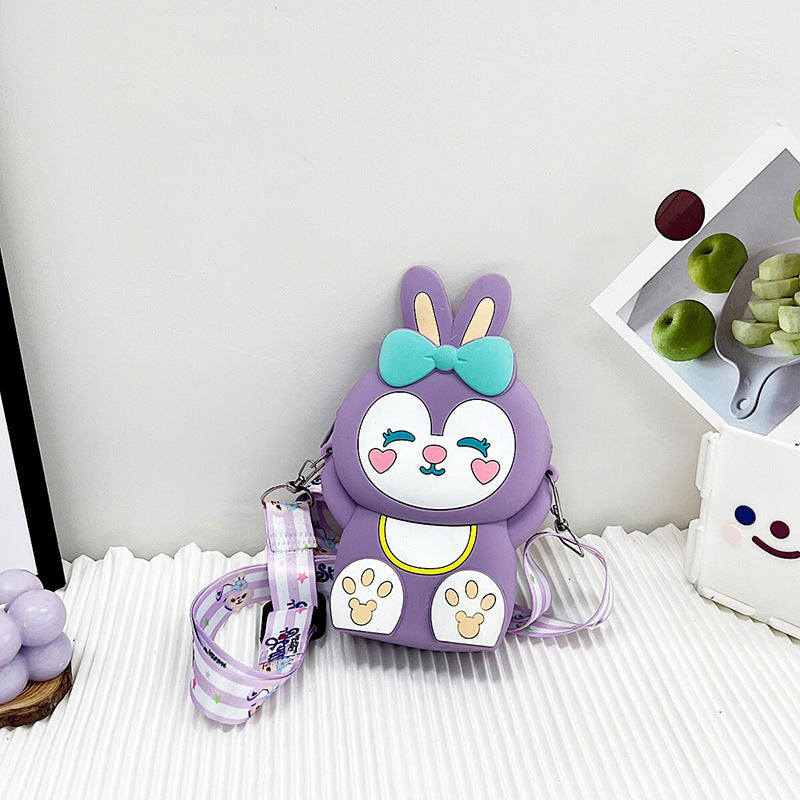 Children's Bag New Trendy Silicone Cartoon Rabbit Small Bag Girl One-Shoulder Messenger Bag Princess Coin Purse