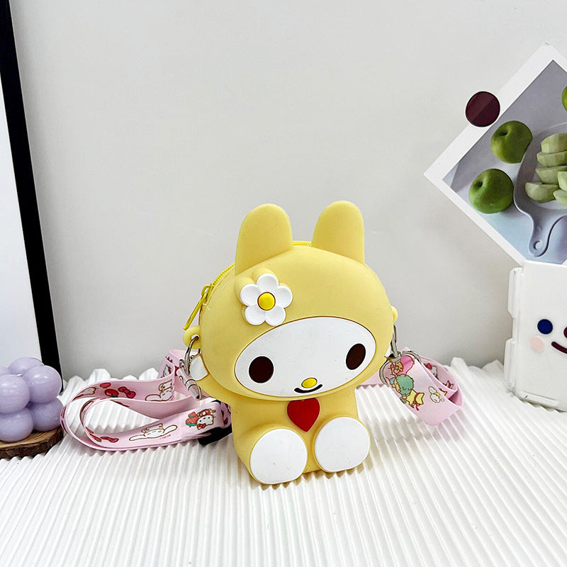 Children's Bag New Trendy Silicone Cartoon Rabbit Small Bag Girl One-Shoulder Messenger Bag Princess Coin Purse