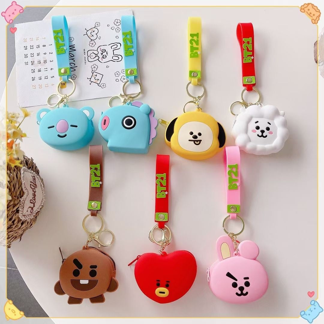 Bulletproof Youth League Coin Purse BT21 Wallet Silicone Creative Coin Purse Student Loose Paper Bag Key Chain Coin Purse