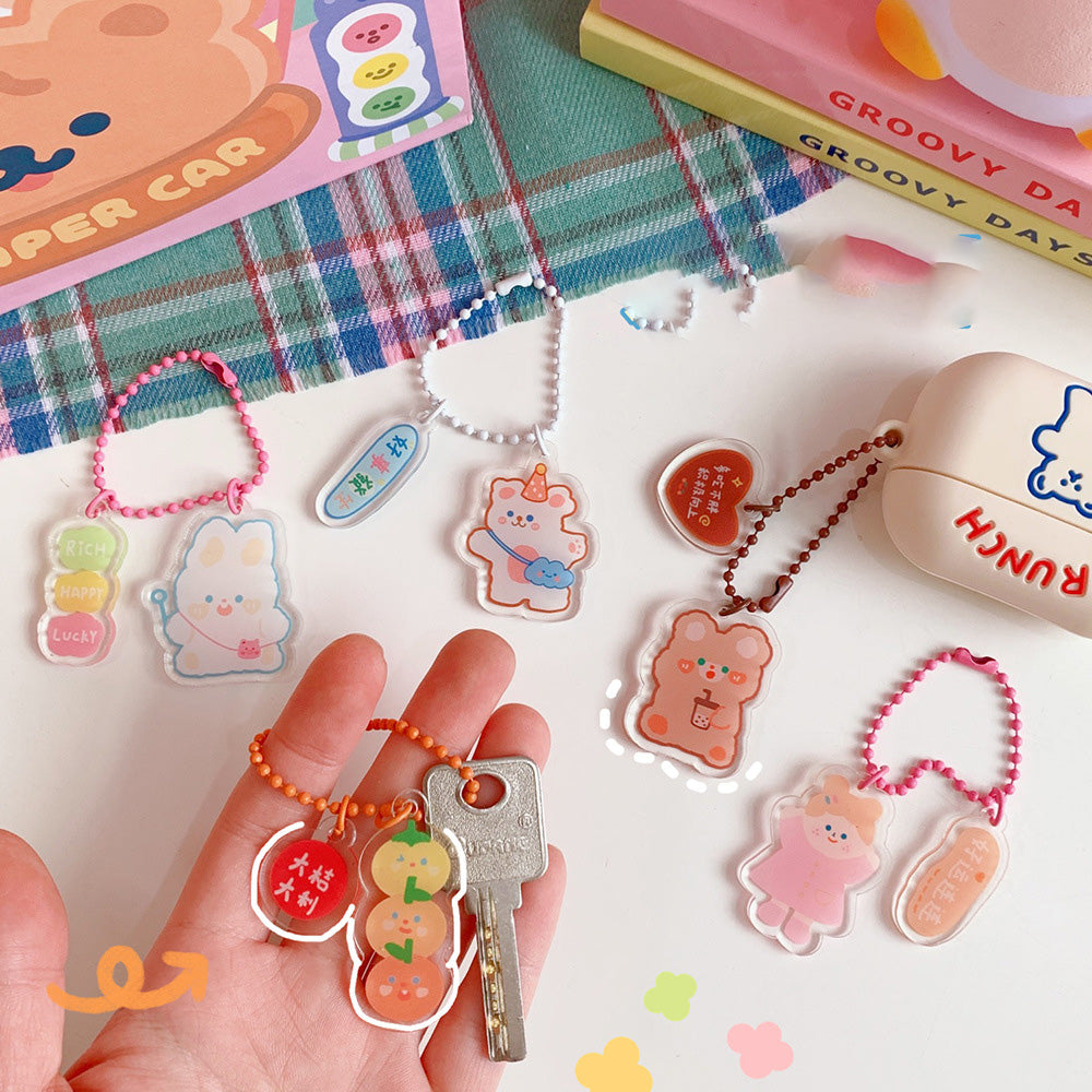 Girl Heart Transparent Acrylic Pendant Ins Fashion Three-Dimensional Bag Decoration Accessories Student Cute Key Chain