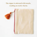 Japanese Playing Card Embroidered Cosmetic Bag, Ethnic Fringe Coin Purse Retro Storage Pouch