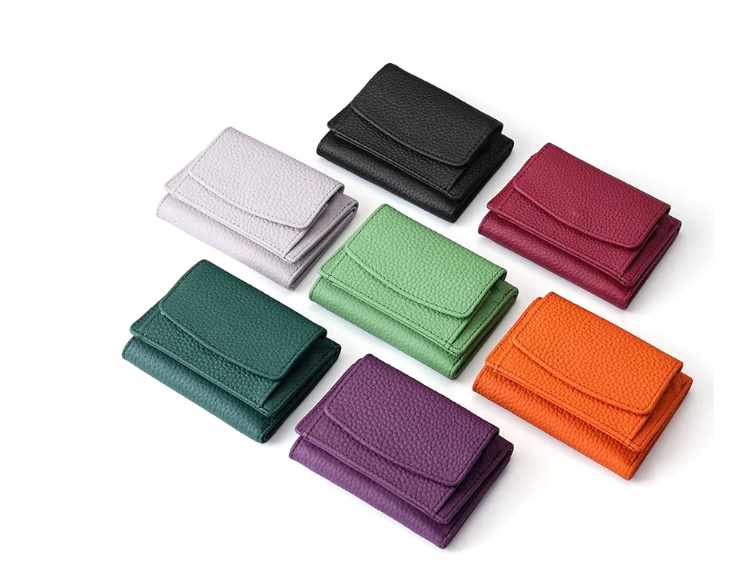 Genuine Leather Small Wallet RFID Coin Purse Money Clip
