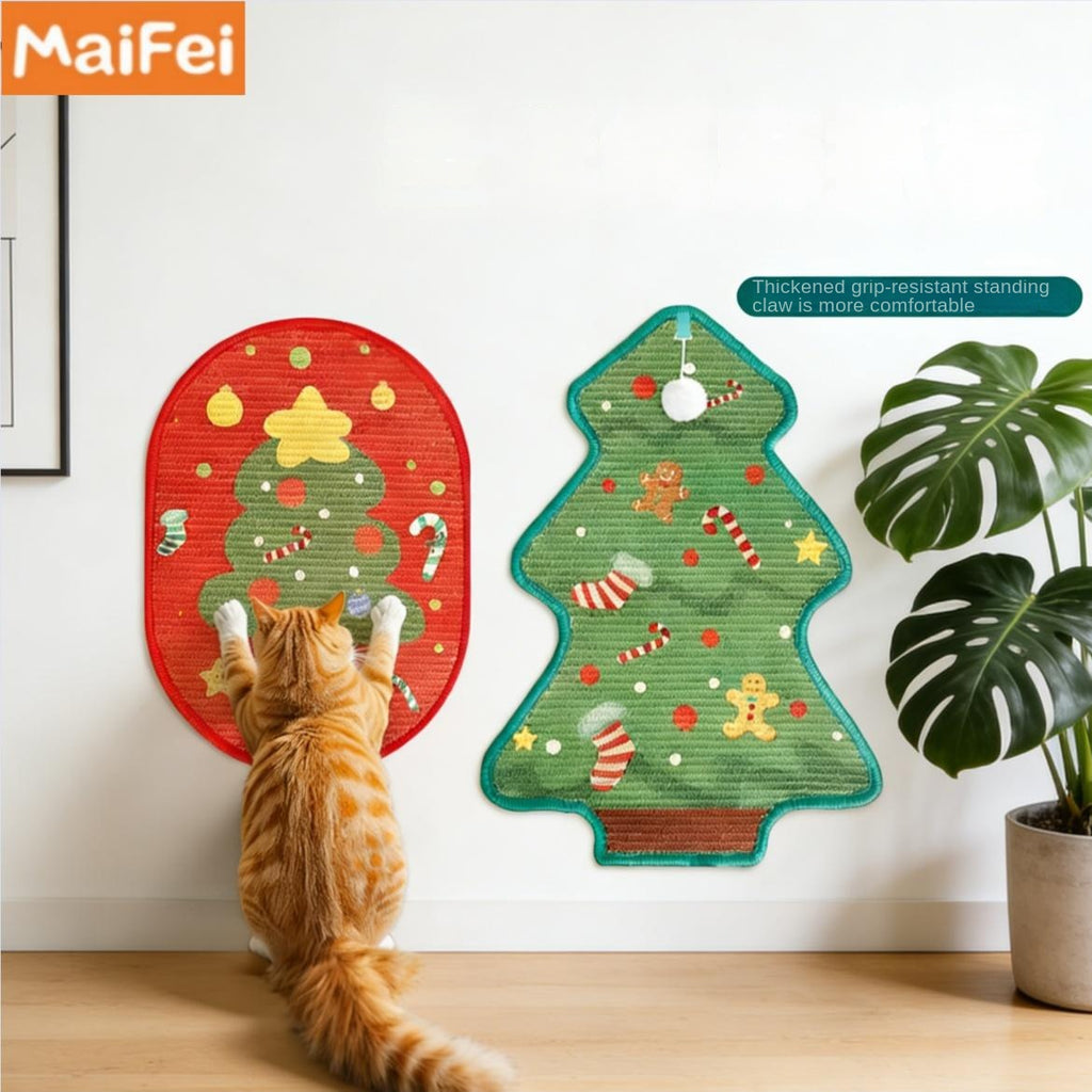 New Halloween Christmas Tree Cartoon Cat Scratcher Durable Non-Shedding Wall-Mounted Cat Claw Sharpening Sisal Scratching Board