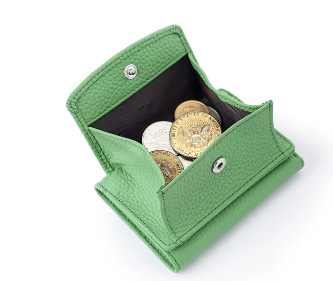 Genuine Leather Small Wallet RFID Coin Purse Money Clip