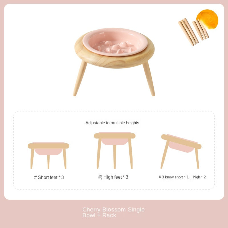 Ceramic Slow Feeding Elevated Cat Bowl Neck Support Cat Food Bowl Pet Ceramic Water Bowl for Cats and Dogs