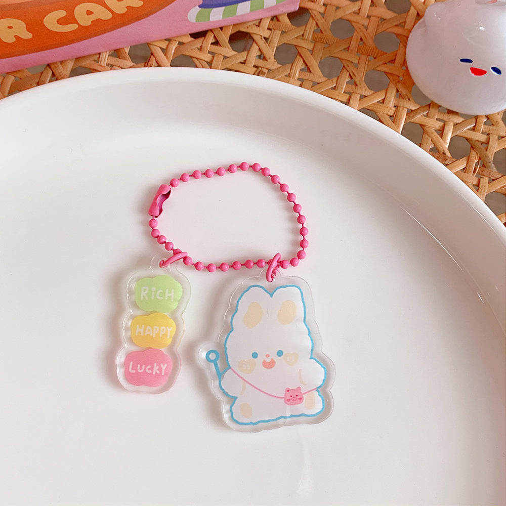 Girl Heart Transparent Acrylic Pendant Ins Fashion Three-Dimensional Bag Decoration Accessories Student Cute Key Chain