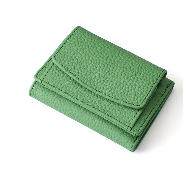 Genuine Leather Small Wallet RFID Coin Purse Money Clip
