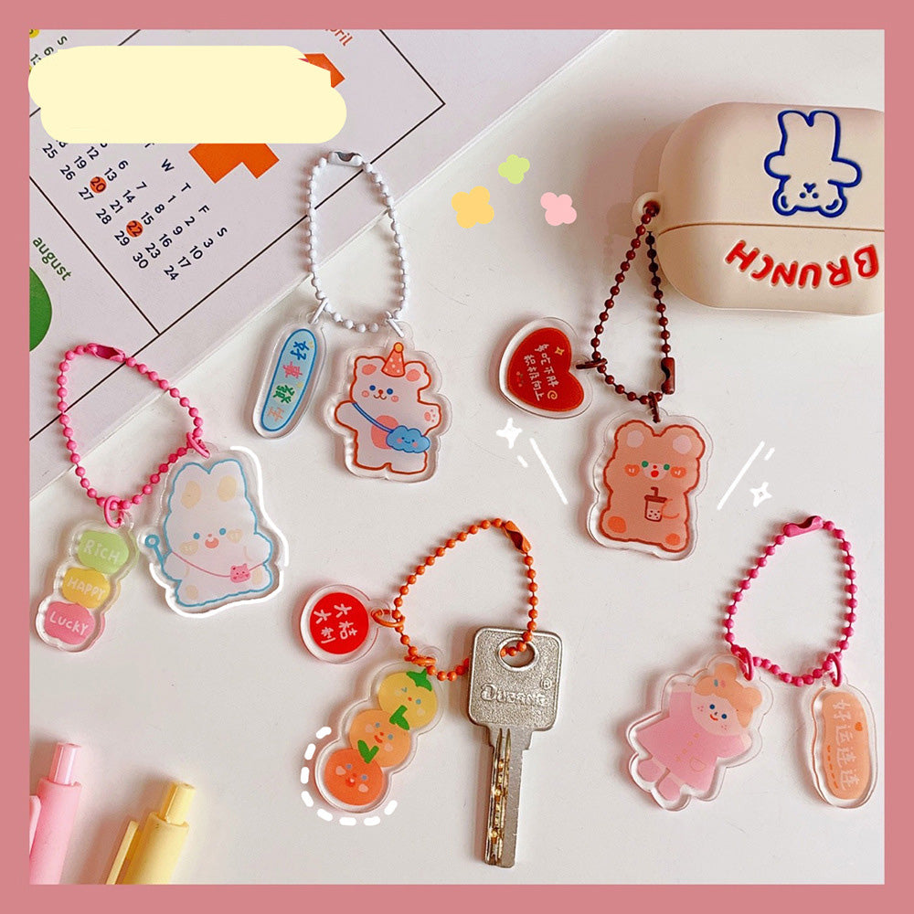 Girl Heart Transparent Acrylic Pendant Ins Fashion Three-Dimensional Bag Decoration Accessories Student Cute Key Chain