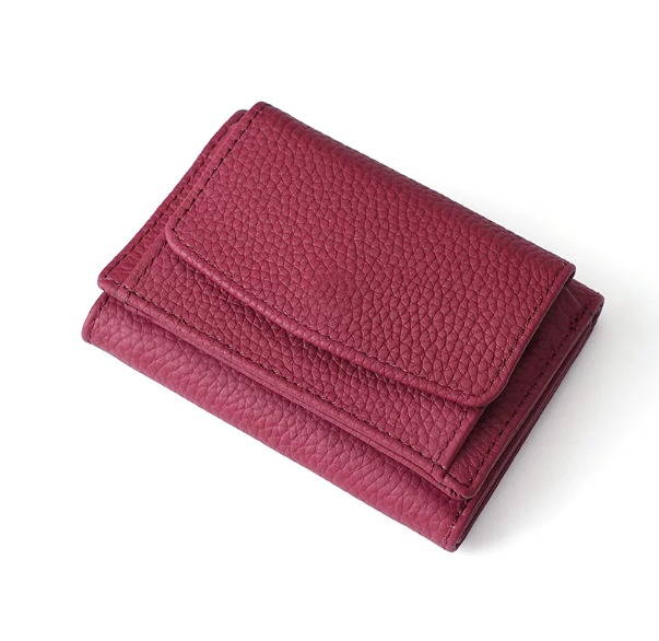 Genuine Leather Small Wallet RFID Coin Purse Money Clip