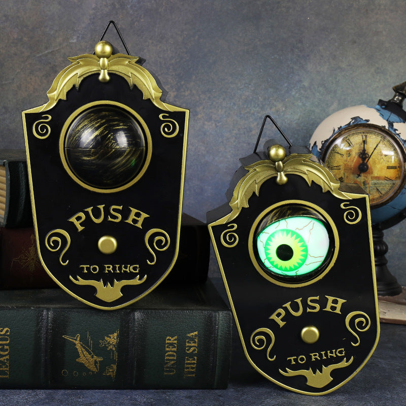 Halloween One-Eye Doorbell Decorative Item, Electric Sound and Light-Up Eyeball Doorbell, Bar and Escape Room Prank Prop