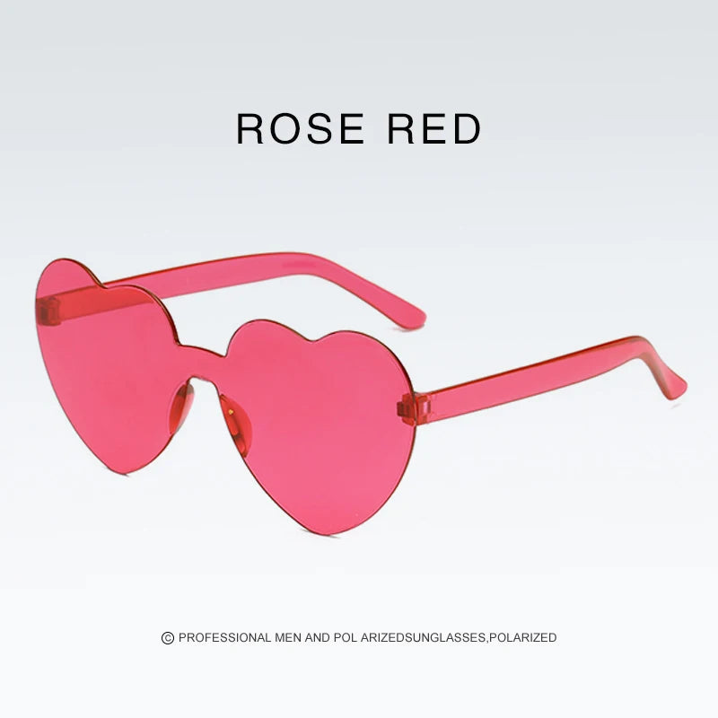 Heart-shaped Frameless Woman Sunglasses Candy Color Dazzling Color Transparent Polarized Lens Trend Personality Girl Sunglasses