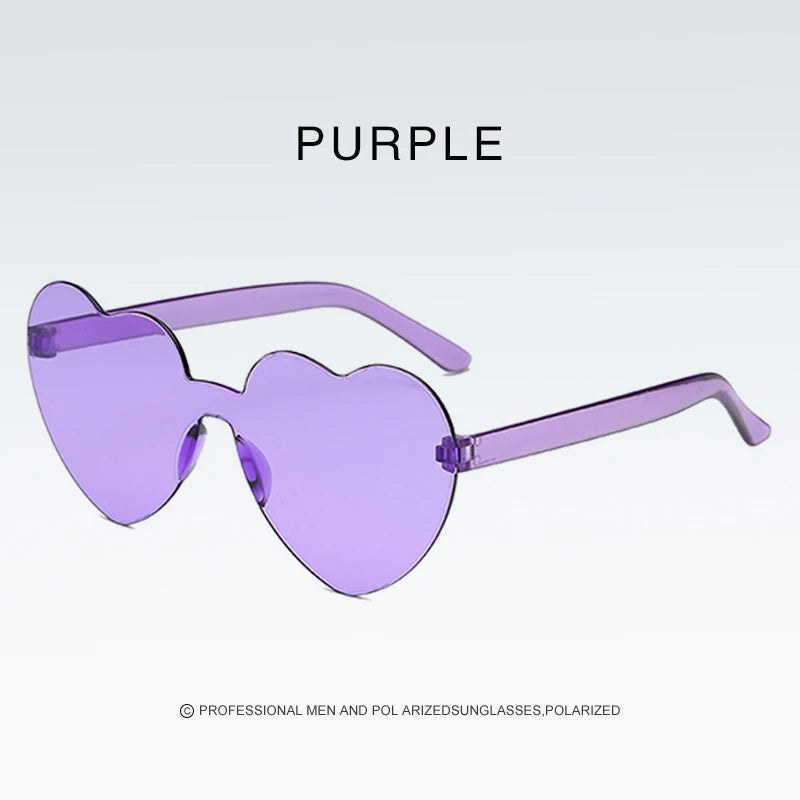 Heart-shaped Frameless Woman Sunglasses Candy Color Dazzling Color Transparent Polarized Lens Trend Personality Girl Sunglasses