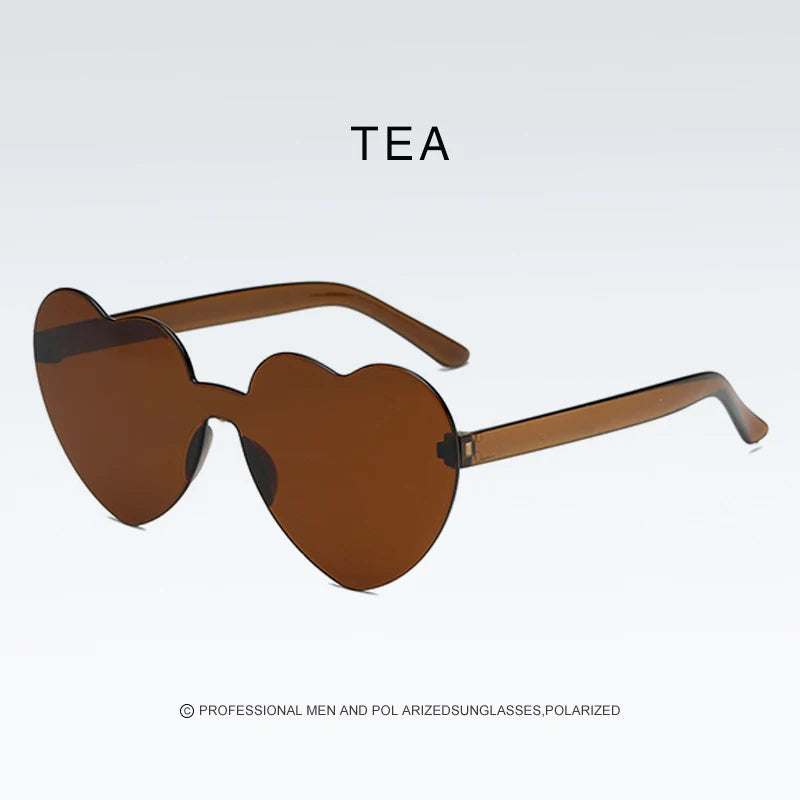 Heart-shaped Frameless Woman Sunglasses Candy Color Dazzling Color Transparent Polarized Lens Trend Personality Girl Sunglasses