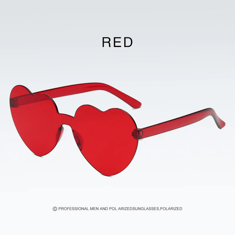 Heart-shaped Frameless Woman Sunglasses Candy Color Dazzling Color Transparent Polarized Lens Trend Personality Girl Sunglasses