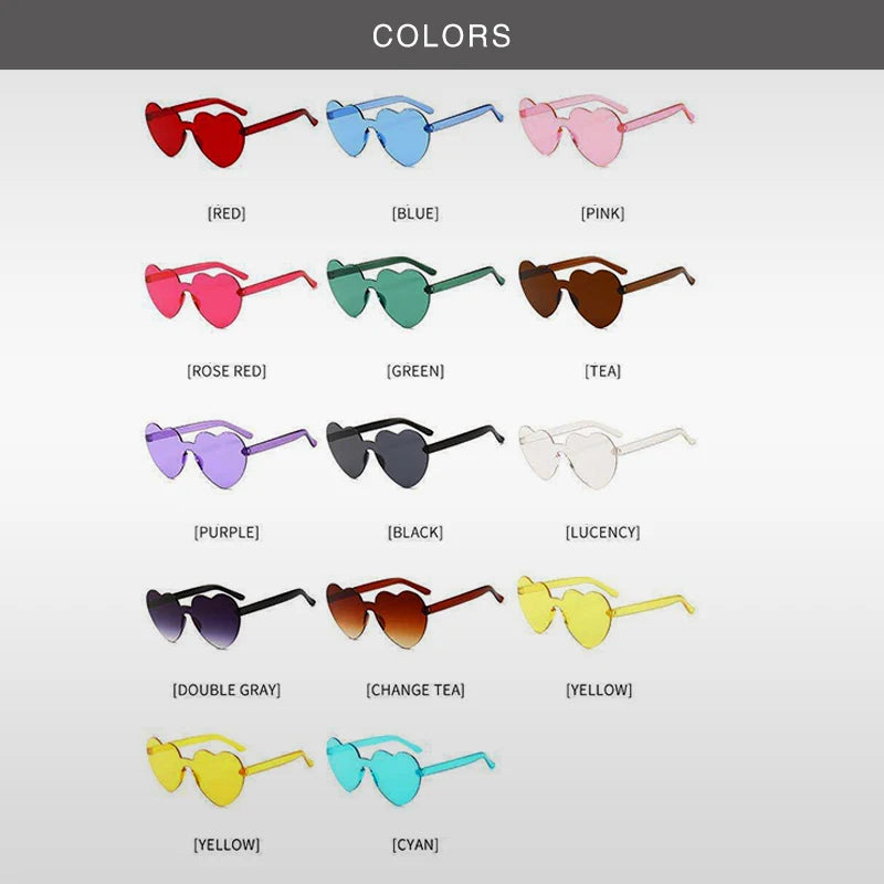 Heart-shaped Frameless Woman Sunglasses Candy Color Dazzling Color Transparent Polarized Lens Trend Personality Girl Sunglasses