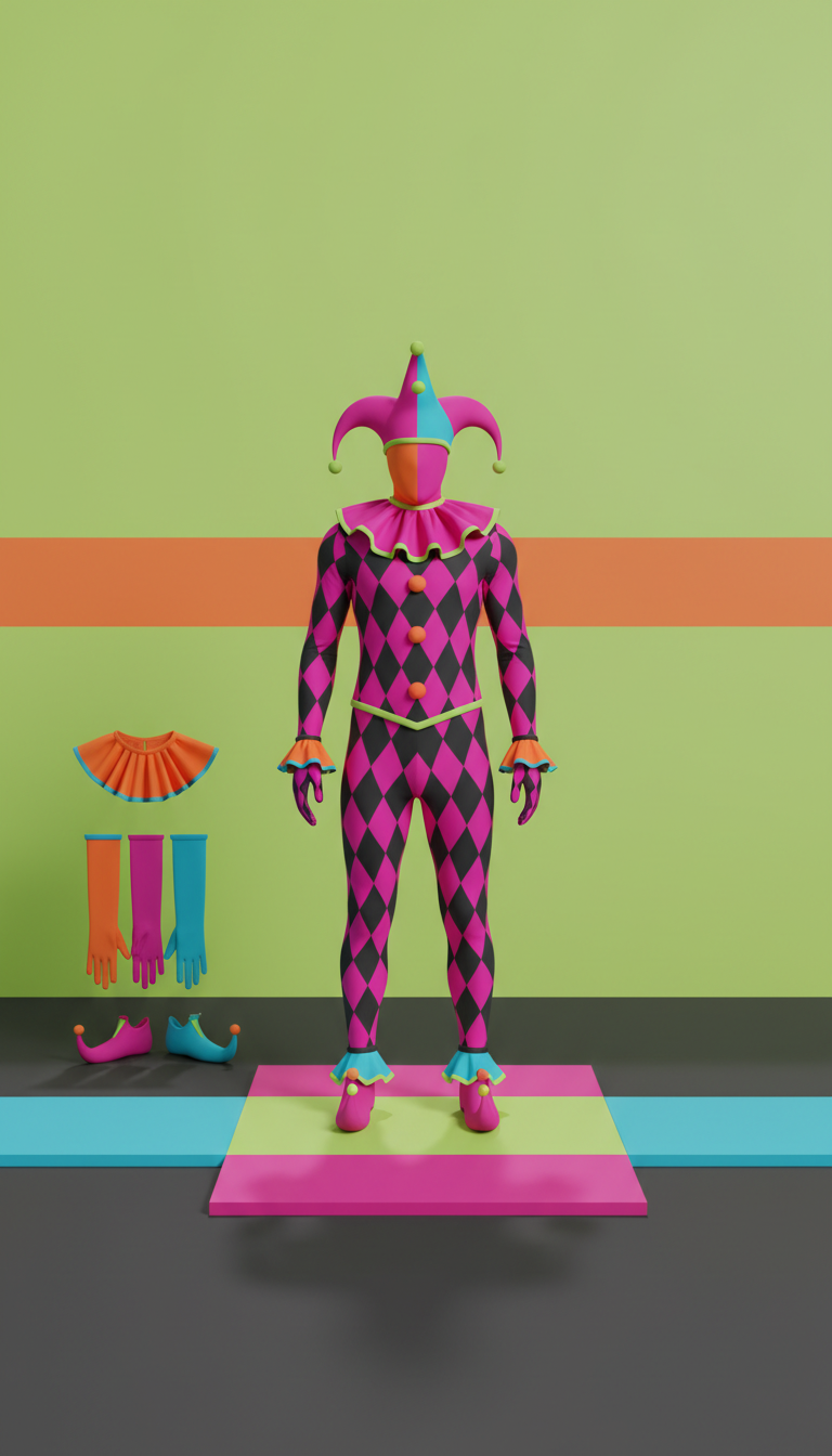 Neon Magenta Harlequin Costume Set